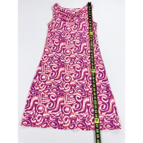 Title Nine Women's Breeze Ikat Cowl Neck Knit Dress Small Pink Sleeveless - Picture 12 of 13
